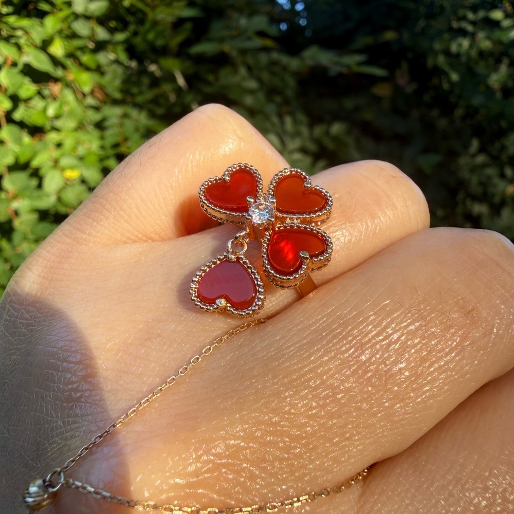 Red Stone Gold Plated Ring - Picture 5 of 9